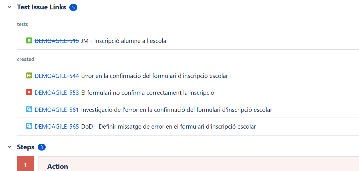 Exemple Test Issue links 